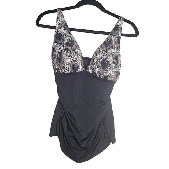NEW Bleu Rod Beattie 4 Black Snakeskin Tankini Top Swimsuit Classic Beach Pool - Picture 1 of 4